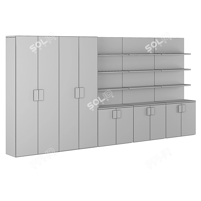 Kyu Light Collection: Glass Document Cabinet, Fixed Document Cabinet, Credenza & Wall Panel 3D model image 7