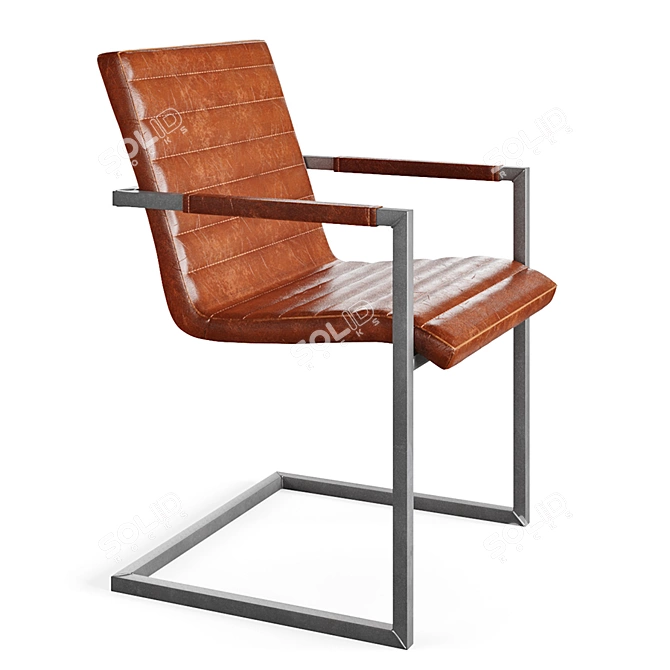 Sleek Buffalo Brown Steel Armchair 3D model image 1