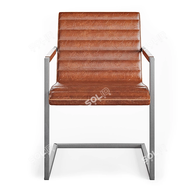 Sleek Buffalo Brown Steel Armchair 3D model image 2