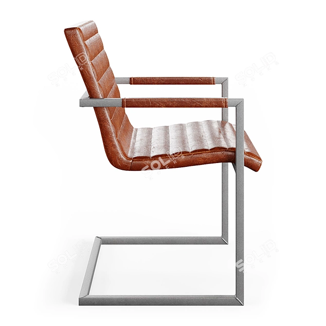 Sleek Buffalo Brown Steel Armchair 3D model image 3