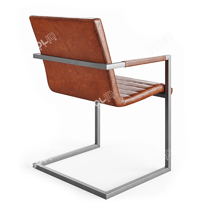 Sleek Buffalo Brown Steel Armchair 3D model image 4