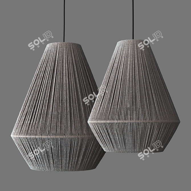 Natural Grey Paper Rope Pendant 3D model image 2