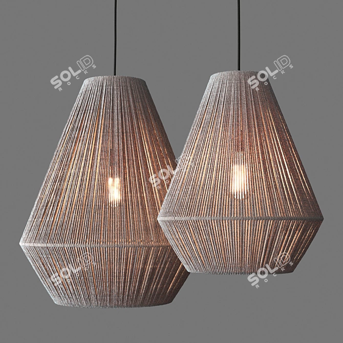 Natural Grey Paper Rope Pendant 3D model image 3