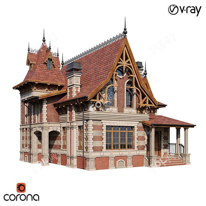 Classic Wood Shingle House 3D model image 1