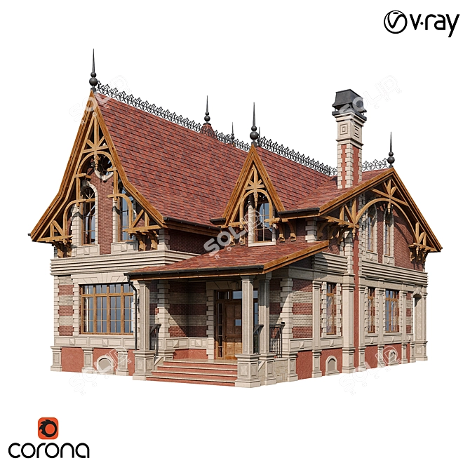 Classic Wood Shingle House 3D model image 2