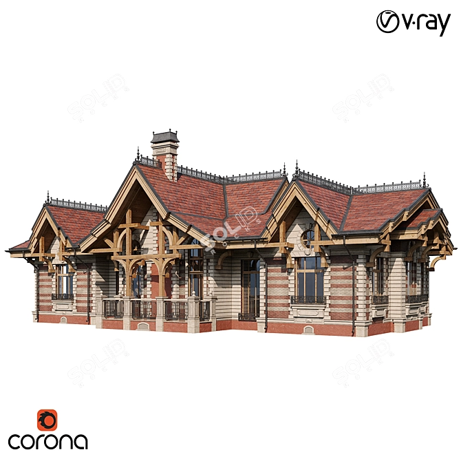 Modern Classic House Design 3D model image 2
