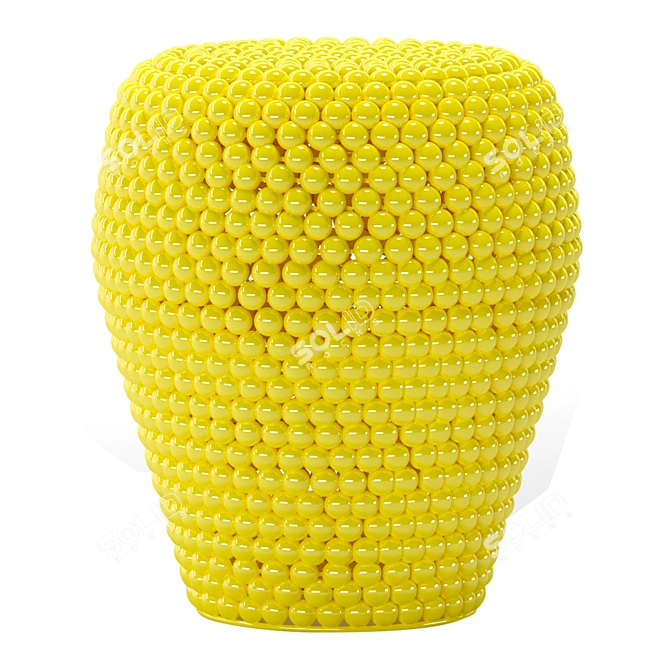 Title: Playful Iron Stool with Yellow Coating - Pols Potten Dot 3D model image 6