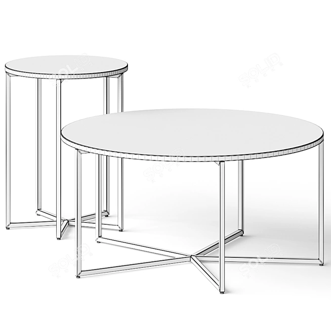 Elegant Black Tie Coffee Tables 3D model image 2