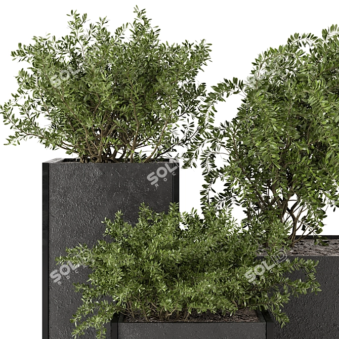 Rustic Outdoor Plant Box Set 3D model image 2