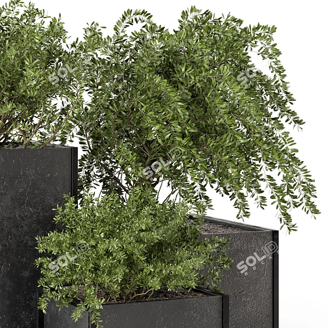 Rustic Outdoor Plant Box Set 3D model image 4