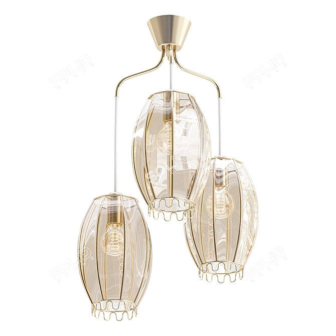 Elegant HANS Bergström Ceiling Lamp 3D model image 1