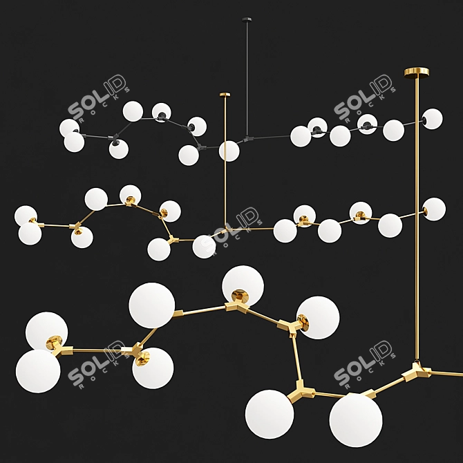 Elegant Globe Branch Chandelier 3D model image 1