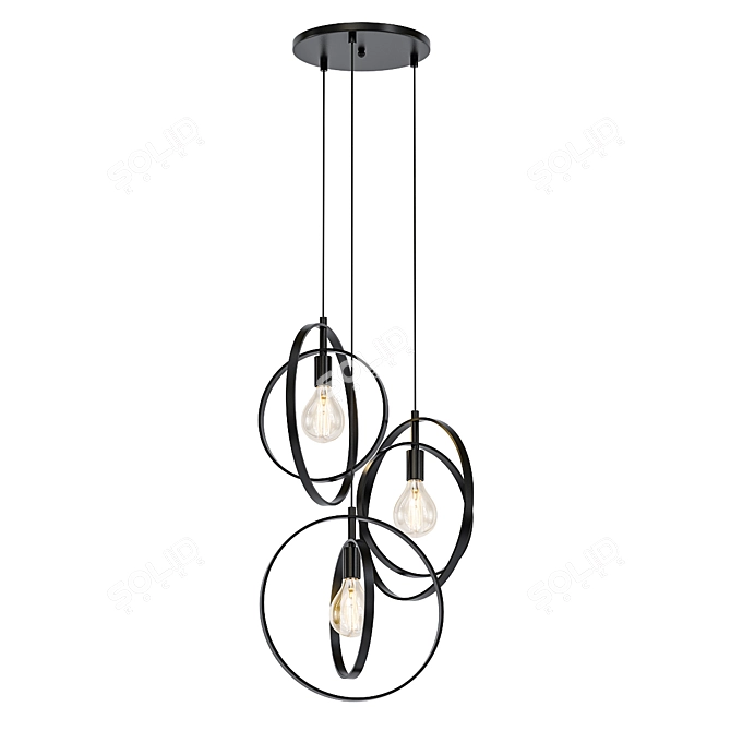 Elegant Blackpool 3-Light Pendant 3D model image 1