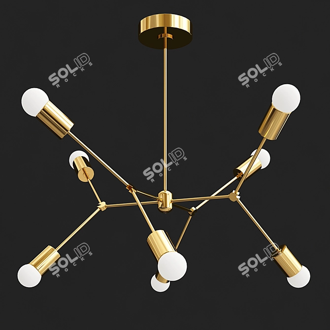 Golden Geometric Brass Chandelier 3D model image 1