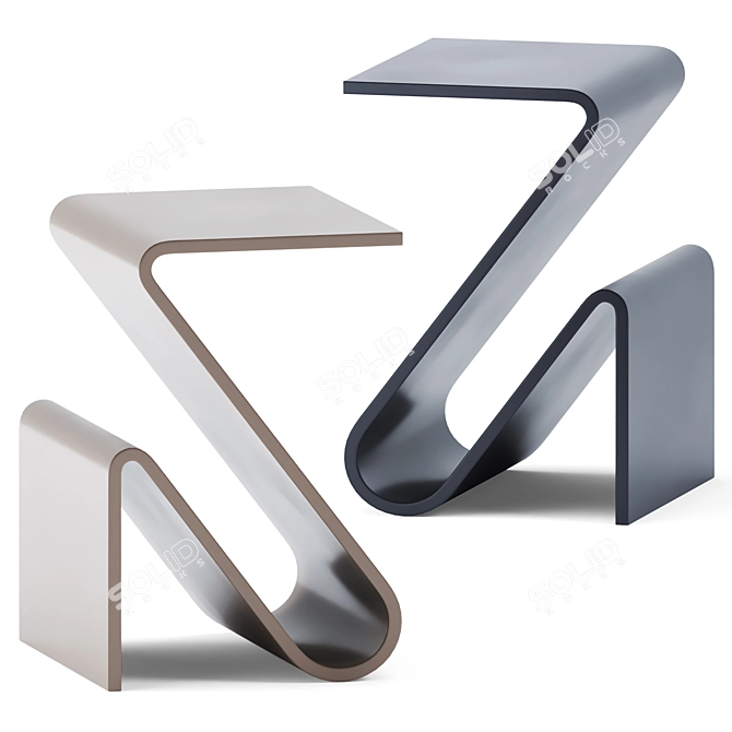 Sleek Zeta Coffee Side Table 3D model image 1