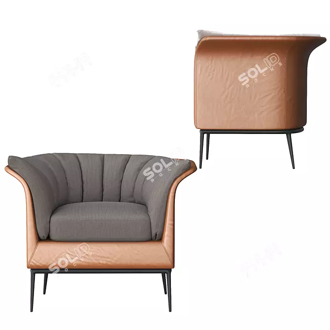 Warm Brown Buttercup Armchair by Luca Scacchetti 3D model image 3