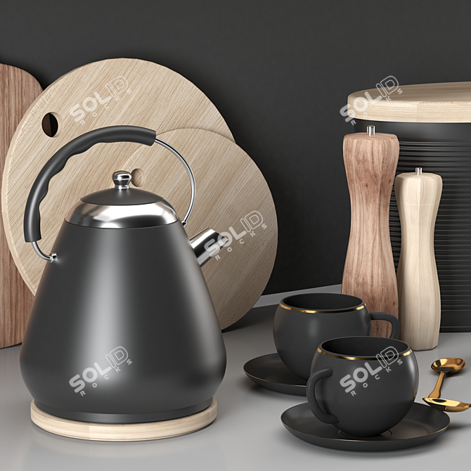 Modern Kitchen Accessories Set 3D model image 1