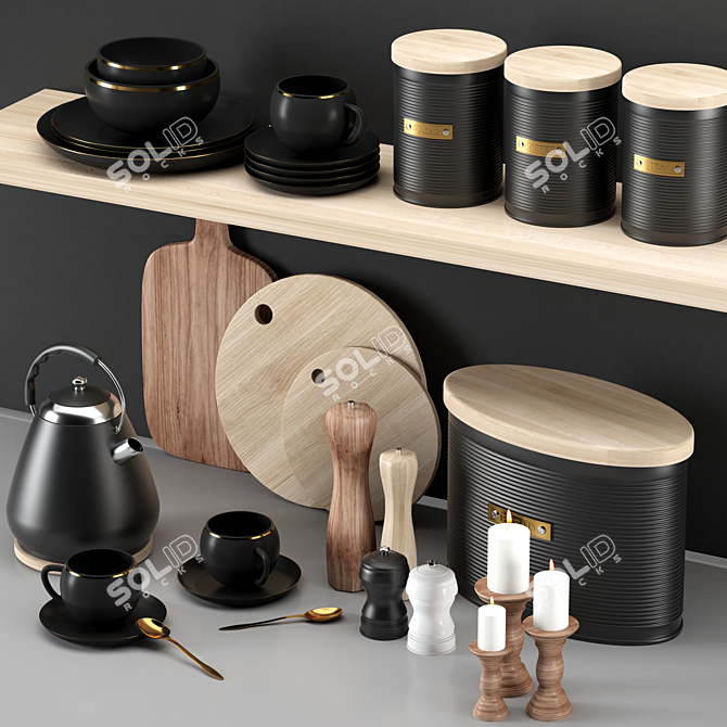 Modern Kitchen Accessories Set 3D model image 2