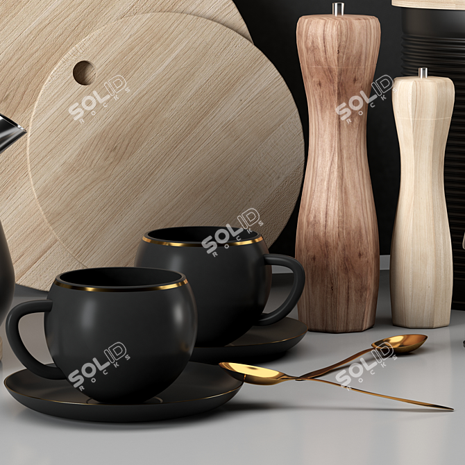 Modern Kitchen Accessories Set 3D model image 3