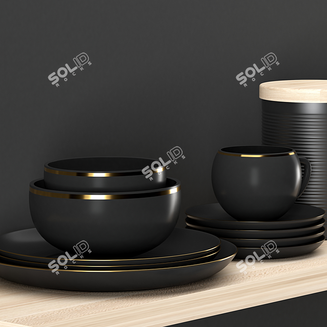 Modern Kitchen Accessories Set 3D model image 4