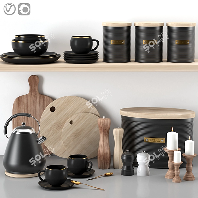 Modern Kitchen Accessories Set 3D model image 12