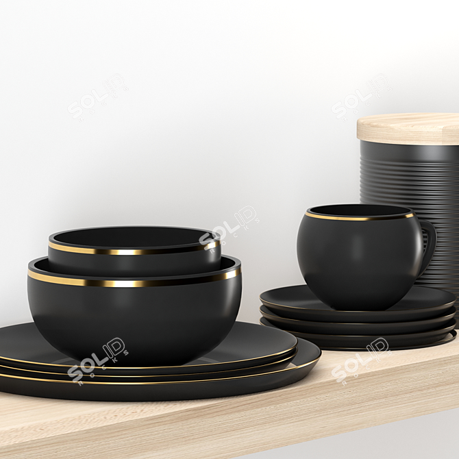 Modern Kitchen Accessories Set 3D model image 16