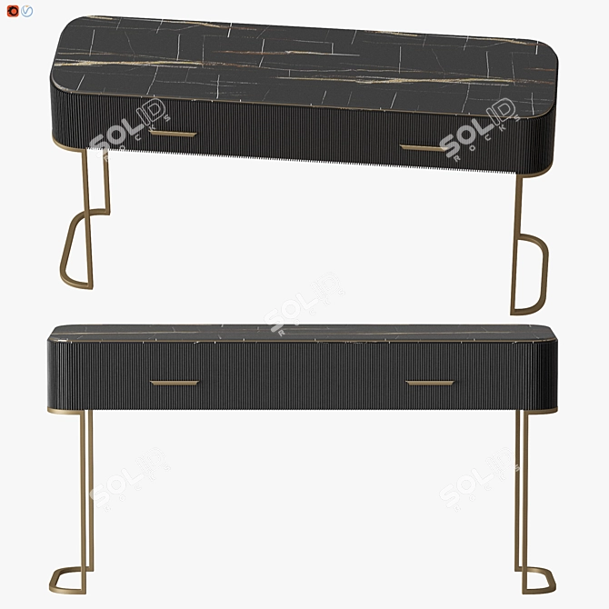 Elegant Ebony Marble Console 3D model image 1