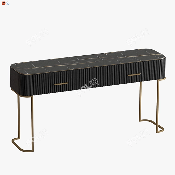 Elegant Ebony Marble Console 3D model image 3