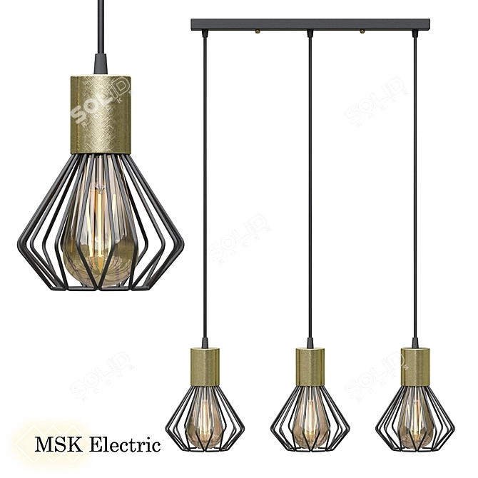 Modern Electric Diadem Pendant Light 3D model image 1