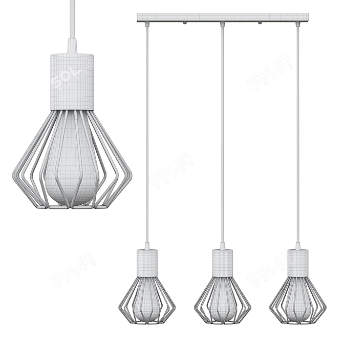 Modern Electric Diadem Pendant Light 3D model image 2