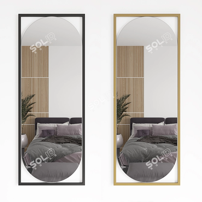 Sleek Wall Mirror | 1390x540mm 3D model image 1