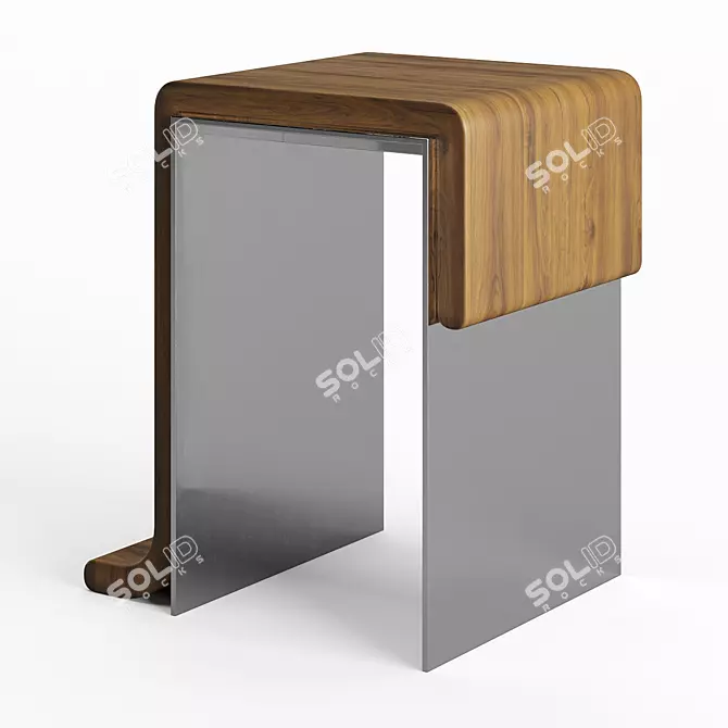 Melt Collection Walnut Side Table 3D model image 1
