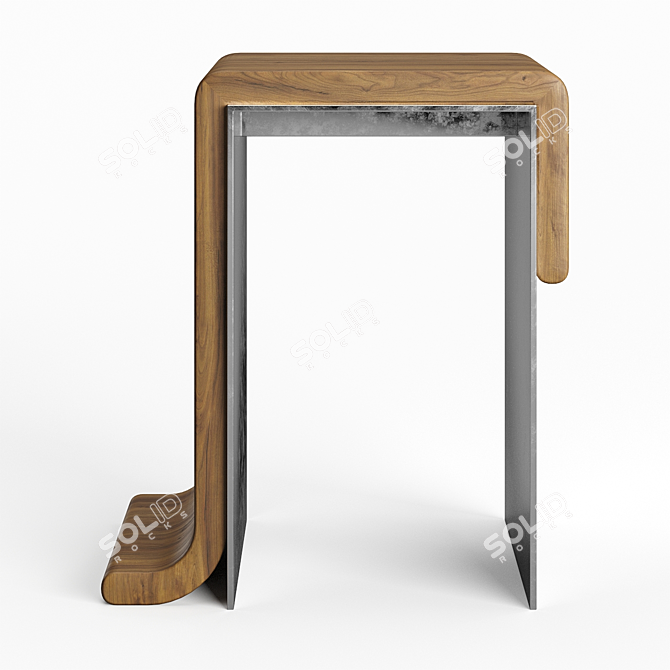 Melt Collection Walnut Side Table 3D model image 4