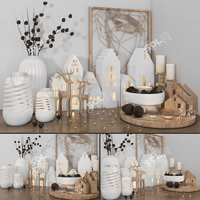 Wooden Decor Set  3D model image 4