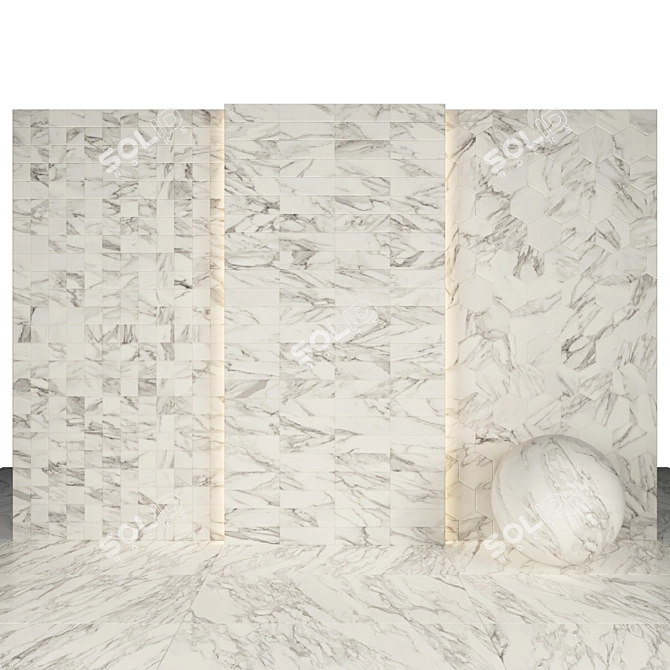 Arabescato Marble Tiles: Versatile & Luxurious 3D model image 3