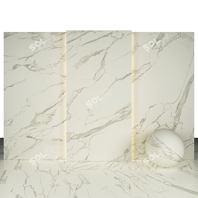 Luxurious Calacatta Oro Marble: 6 Textures & Various Tile Sizes 3D model image 1