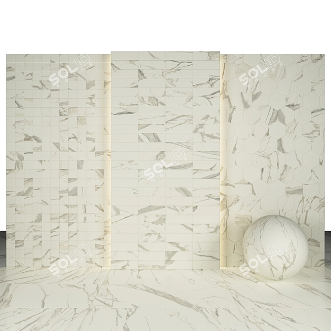 Luxurious Calacatta Oro Marble: 6 Textures & Various Tile Sizes 3D model image 2