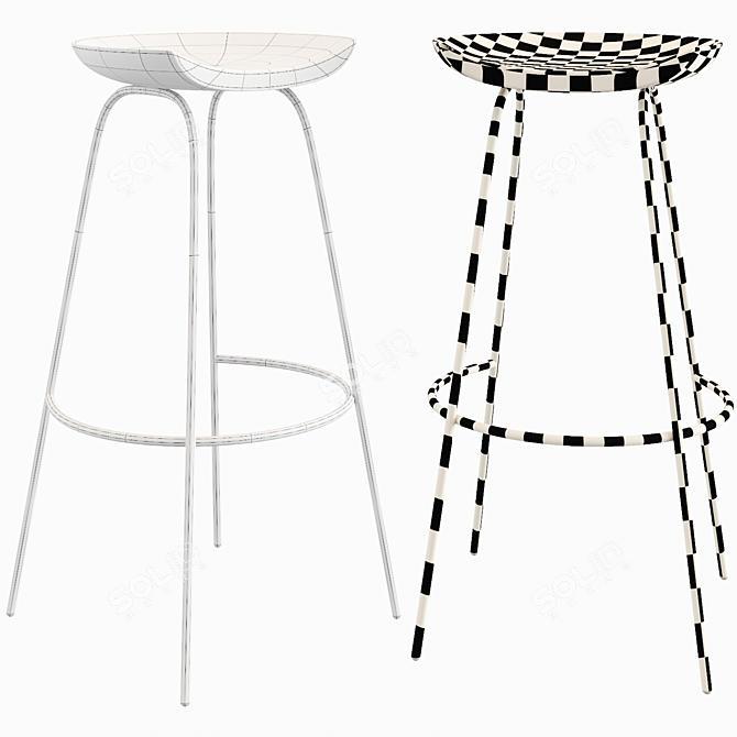 Sleek Alden Bar Stool 3D model image 2