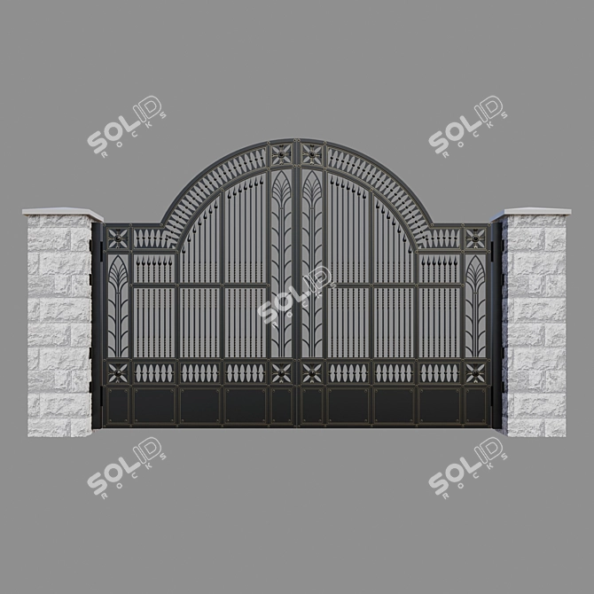 Elegant Iron Gates - Enhance Your Entrance 3D model image 1