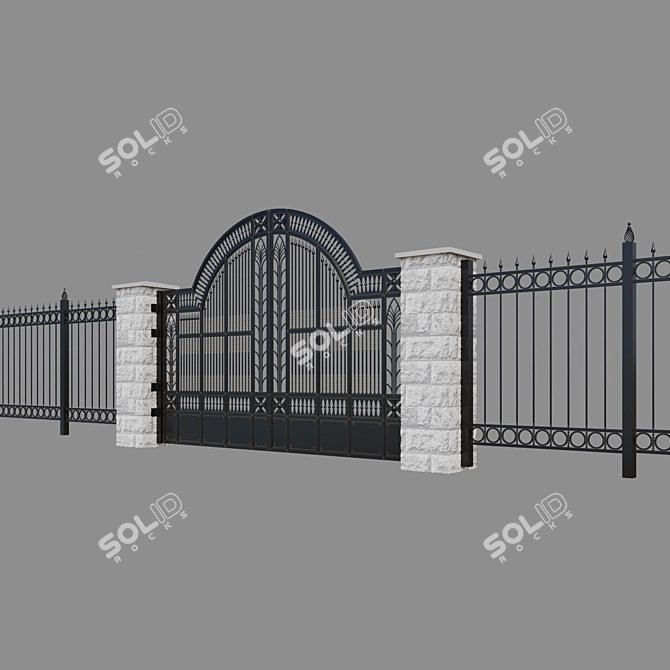 Elegant Iron Gates - Enhance Your Entrance 3D model image 2