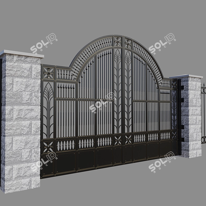 Elegant Iron Gates - Enhance Your Entrance 3D model image 3