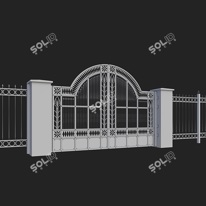 Elegant Iron Gates - Enhance Your Entrance 3D model image 4