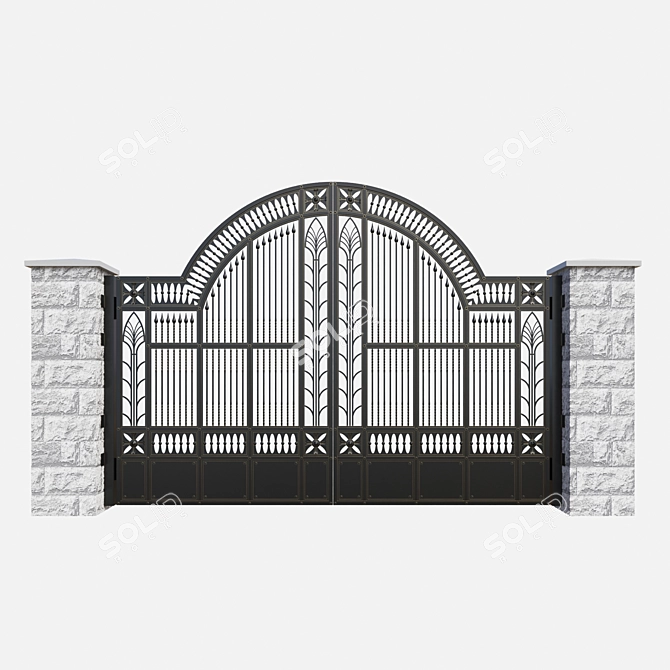 Elegant Iron Gates - Enhance Your Entrance 3D model image 5