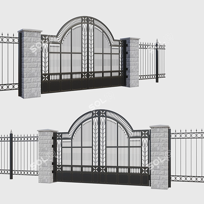 Elegant Iron Gates - Enhance Your Entrance 3D model image 6