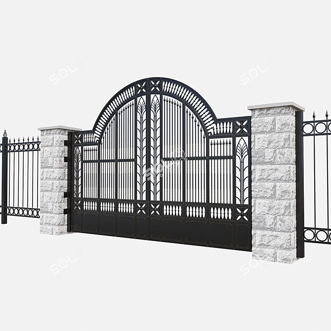 Elegant Iron Gates - Enhance Your Entrance 3D model image 7