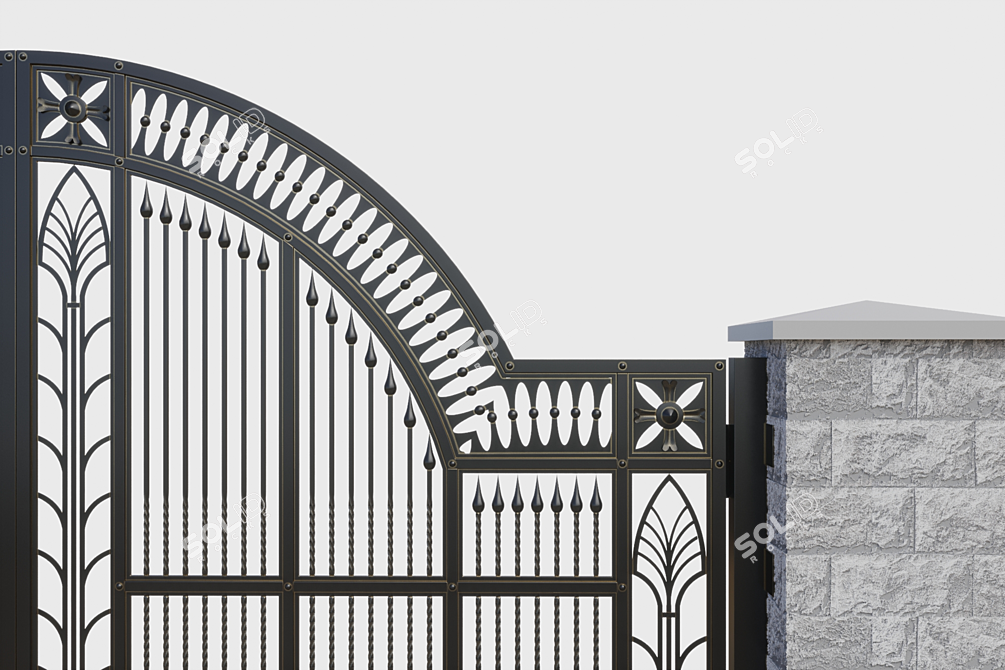 Elegant Iron Gates - Enhance Your Entrance 3D model image 8