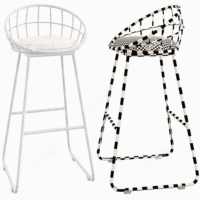 Nordic Style Iron Chair 3D model image 2
