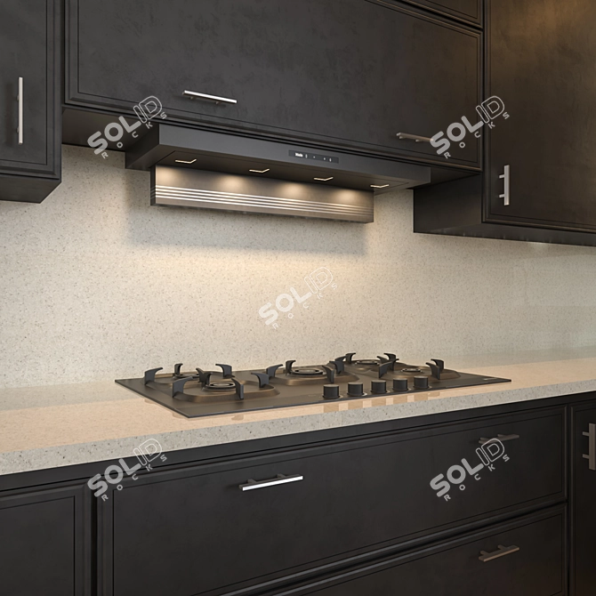 Sleek Modern Kitchen Set 3D model image 2