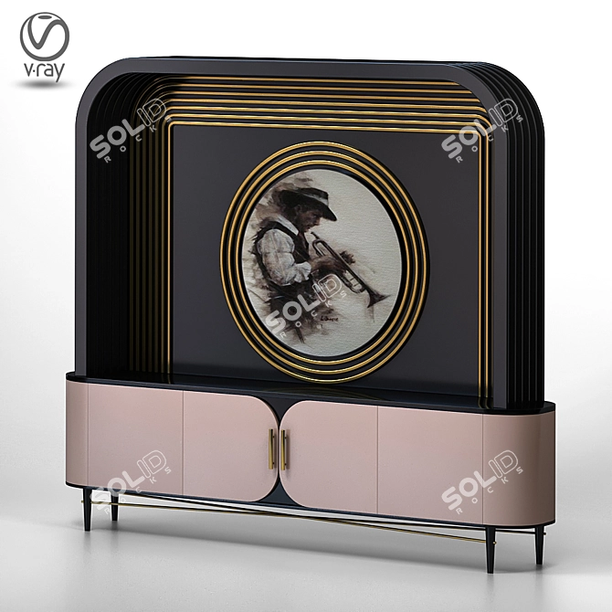 Modern Metal Console: 3ds Max V-Ray Render 3D model image 5