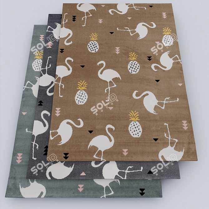 Colorful Flamingo Xeno Rug 3D model image 1